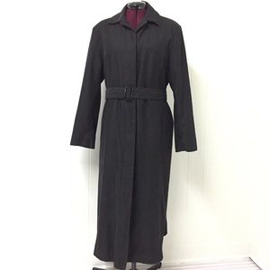 12 LONDON FOG Classic Black Belted Trench Raincoat